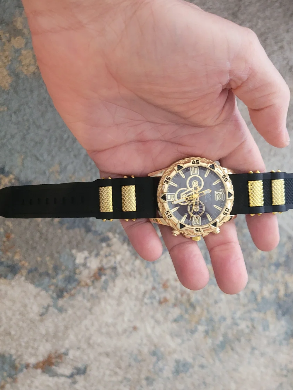 Zhowe Gold-Tone Chronograph Sport Watch with Black Dial